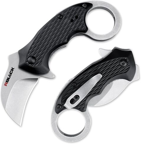 RBLACK Claw Folding Knife for Men, Black Stainless Steel Blade, Aluminum Handle with Clip, Small Pocket Knives for EDC Camping Fishing Hiking Outdoor in Kuwait