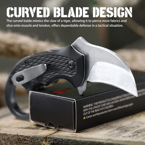RBLACK Claw Folding Knife for Men, Black Stainless Steel Blade, Aluminum Handle with Clip, Small Pocket Knives for EDC Camping Fishing Hiking Outdoor in Kuwait