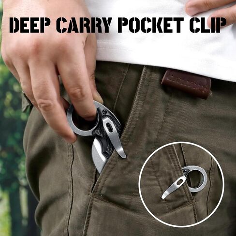 RBLACK Claw Folding Knife for Men, Black Stainless Steel Blade, Aluminum Handle with Clip, Small Pocket Knives for EDC Camping Fishing Hiking Outdoor in Kuwait