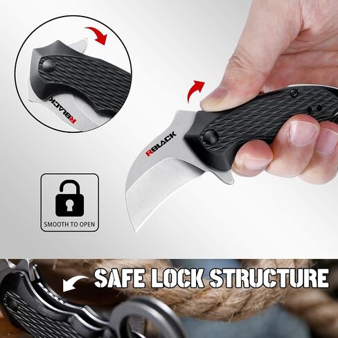 RBLACK Claw Folding Knife for Men, Black Stainless Steel Blade, Aluminum Handle with Clip, Small Pocket Knives for EDC Camping Fishing Hiking Outdoor in Kuwait