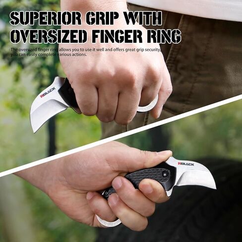 RBLACK Claw Folding Knife for Men, Black Stainless Steel Blade, Aluminum Handle with Clip, Small Pocket Knives for EDC Camping Fishing Hiking Outdoor in Kuwait