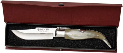 Joker Pocket Knife Classic NA109 Albacete with Bull Horn Handle, Blade 3.14 inches MOVA Stainless Steel, Includes Sheath, Fishing Tool, Hunting, Camping and Hiking in Kuwait