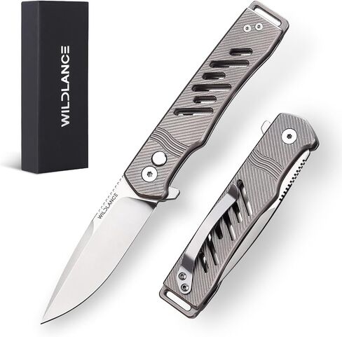 3" D2 Steel Folding Knife with Titanium Handle - EDC Pocket Knife with Clip for Men & Women, Compact Daily Carry Utility Tool, PK-T002 in Kuwait