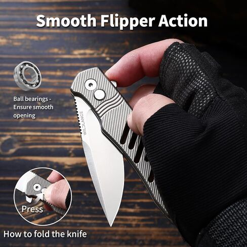 3" D2 Steel Folding Knife with Titanium Handle - EDC Pocket Knife with Clip for Men & Women, Compact Daily Carry Utility Tool, PK-T002 in Kuwait