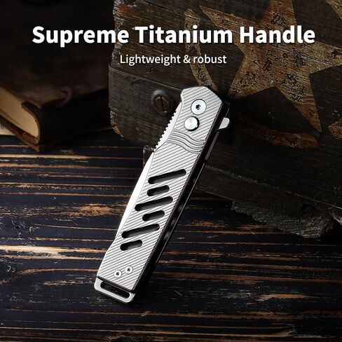 3" D2 Steel Folding Knife with Titanium Handle - EDC Pocket Knife with Clip for Men & Women, Compact Daily Carry Utility Tool, PK-T002 in Kuwait