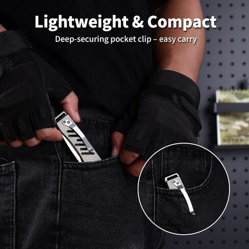 3" D2 Steel Folding Knife with Titanium Handle - EDC Pocket Knife with Clip for Men & Women, Compact Daily Carry Utility Tool, PK-T002 in Kuwait