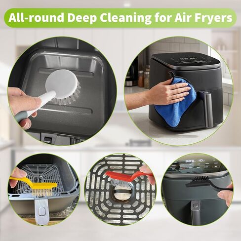 Air Fryer Cleaning Brush Set, Air Fryer Cleaner Brush Multi-Purpose Kitchen Cleaning Tools, Non-Scratch Air Fryer Accessories for Glass Air Fryer, Air Fryer Oven, Grill, Kitchen Appliances in Kuwait