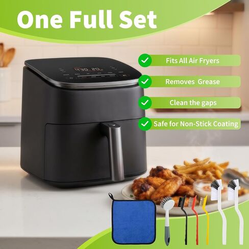 Air Fryer Cleaning Brush Set, Air Fryer Cleaner Brush Multi-Purpose Kitchen Cleaning Tools, Non-Scratch Air Fryer Accessories for Glass Air Fryer, Air Fryer Oven, Grill, Kitchen Appliances in Kuwait