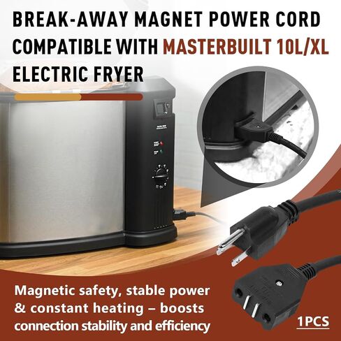 9001150010 Break-Away Magnet Power Cord Compatible with Masterbuilt 10L XL Electric Fryer, Magnet Deep Fryer Cord Replacement Electric Fryer Models MB20012420 and MB20010326 in Kuwait