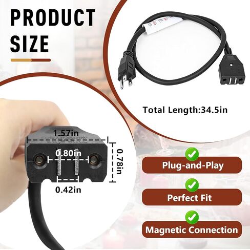 9001150010 Break-Away Magnet Power Cord Compatible with Masterbuilt 10L XL Electric Fryer, Magnet Deep Fryer Cord Replacement Electric Fryer Models MB20012420 and MB20010326 in Kuwait