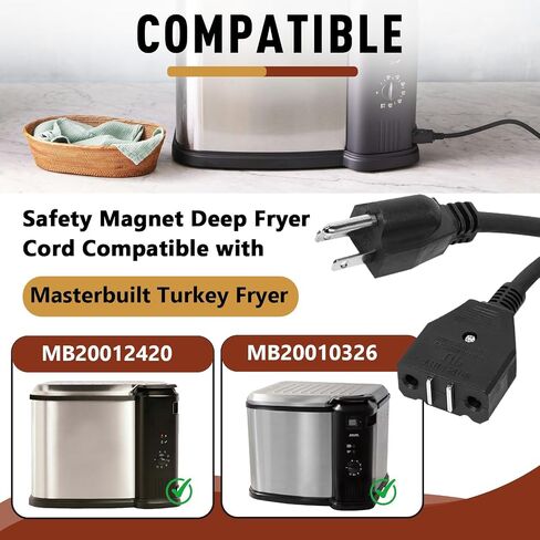 9001150010 Break-Away Magnet Power Cord Compatible with Masterbuilt 10L XL Electric Fryer, Magnet Deep Fryer Cord Replacement Electric Fryer Models MB20012420 and MB20010326 in Kuwait