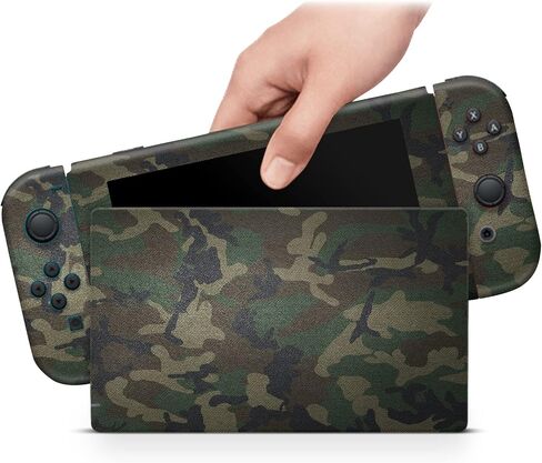 ZOOMHITSKINS Skin Compatible with Switch, Army Camouflage Green Brown Design, Durable 3M Vinyl Decal Wrap, Precision Fit, Bubble-Free, Made in USA in Kuwait