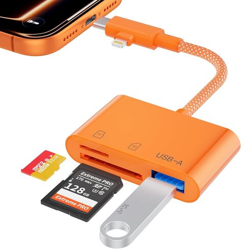 3 in 1 SD Card Reader for iPhone,Memory Card Reader with USB Camera Adapter in Saudi Arabia