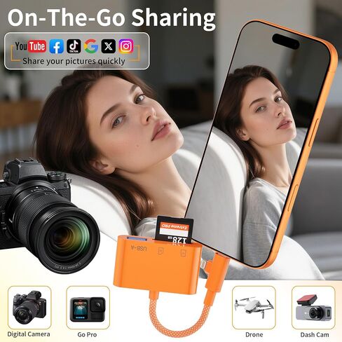3 in 1 SD Card Reader for iPhone,Memory Card Reader with USB Camera Adapter in Saudi Arabia
