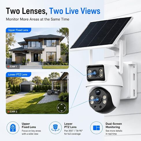 XIAOVV 8MP Outdoor Solar Security Camera 2.4GHz Wireless Wi-Fi IP65 in Kuwait