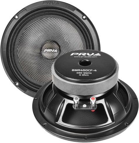 PRV AUDIO Carbon Fiber 8" Midrange Speaker 450 Watts 4 Ohm Pair 8MR450CF-4 Water Resistant Car Audio Loudspeaker for Boat UTV 4-Wheeler Motorcycle and Door Panels (2 Speakers) in Kuwait