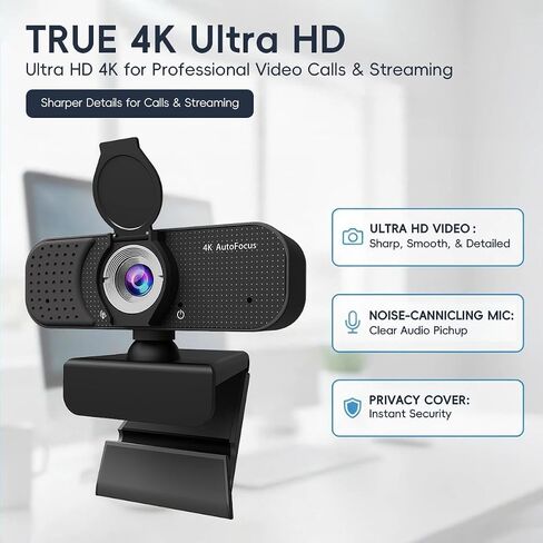 4K USB-A Webcam with Privacy Cover and Universal Clip in Saudi Arabia