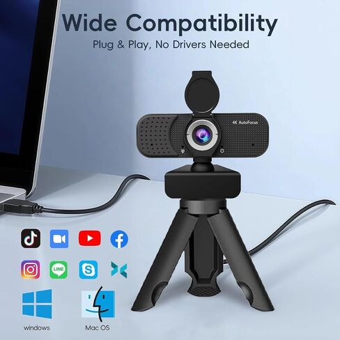 4K USB-A Webcam with Privacy Cover and Universal Clip in Saudi Arabia