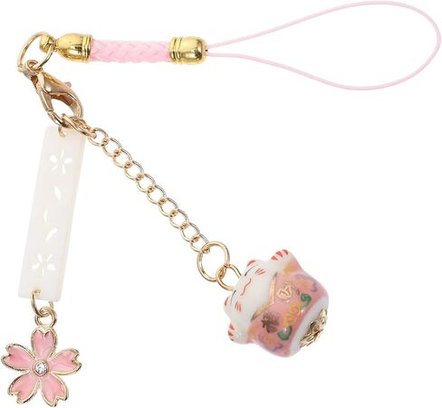 Delicate Cherry Blossom Lucky Cat Phone Lanyard Cute Japanese Maneki Neko Charm for Smartphones Lightweight Electronics Hanging Decor in Saudi Arabia