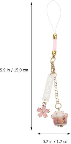 Delicate Cherry Blossom Lucky Cat Phone Lanyard Cute Japanese Maneki Neko Charm for Smartphones Lightweight Electronics Hanging Decor in Saudi Arabia