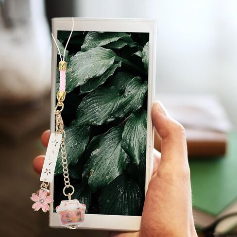 Delicate Cherry Blossom Lucky Cat Phone Lanyard Cute Japanese Maneki Neko Charm for Smartphones Lightweight Electronics Hanging Decor in Saudi Arabia