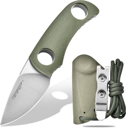 TONIFE Fixed Blade Knife 4.8cm, Mini Neck Knife with Kydex Sheath and Cord, EDC Portable Fixed Knife for Outdoor Survival in Kuwait
