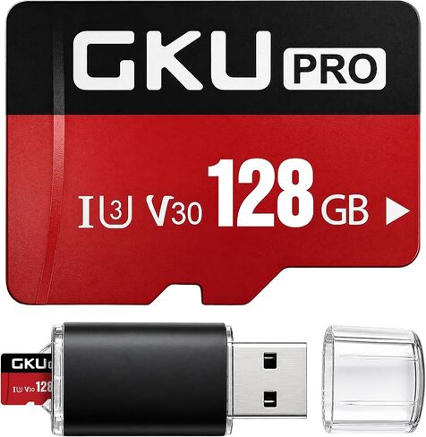 GKU 128GB Memory Card for Dash Cam with Card Reader, High Endurance Card for Daily Driving Recording and Loop Recording in Kuwait