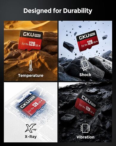 GKU 128GB Memory Card for Dash Cam with Card Reader, High Endurance Card for Daily Driving Recording and Loop Recording in Kuwait