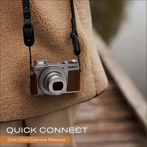 C Coiro Slim Leather Camera Strap with Quick Release, Neck Adjustable Camera Shoulder Strap SLR, Big, Black in Kuwait