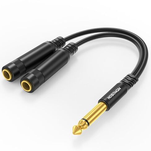 HOSONGIN 1/4" TS Male to Dual 1/4" TS Female Y Splitter Cable, Gold-Plated Connectors, Noise-Free Audio Cable for HiFi System, Speakers, Guitar - 0.6Ft（7.8 inch） in Kuwait