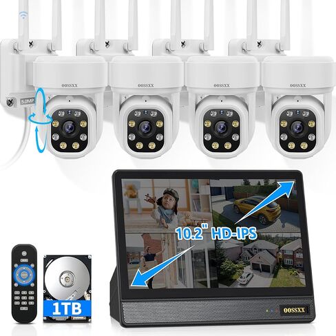 5MP WiFi Security Camera System Outdoor, 10.2" IPS Monitor NVR, 1TB HDD in Kuwait