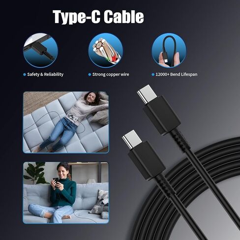 Dual Port 45W Super Fast Charger and Type C Cable 10ft 6ft,USB C Wall Charging Block,Android Phone Charger Cord Long for Samsung Galaxy S26 Ultra/S25/S24/S23+/S22 Plus/S21/S20/iPhone 17 16 15 Pro Max in Saudi Arabia