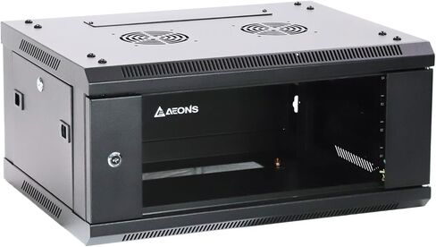 AEONS 4U Professional Wall Mount Network Server Cabinet Enclosure 19-Inch Server Network Rack 18-Inches Deep Black Glass Door in Kuwait