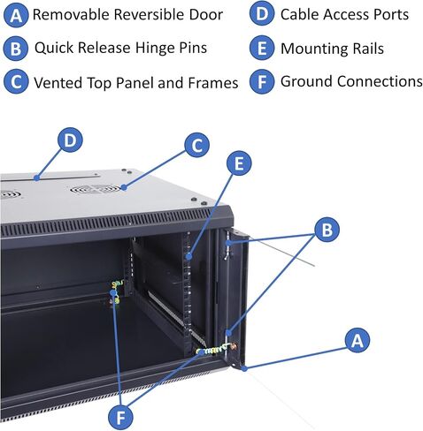 AEONS 4U Professional Wall Mount Network Server Cabinet Enclosure 19-Inch Server Network Rack 18-Inches Deep Black Glass Door in Kuwait