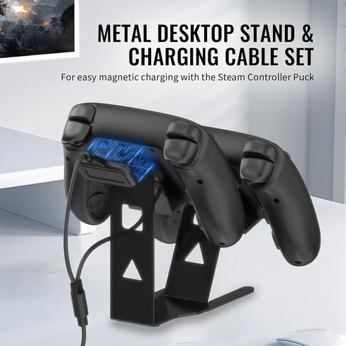 Universal Metal Desktop Stand for Steam Controller 2 with Charging Cable, Two Gamepads Holder for PS5, Xbox Series X, Xbox, 360, Ps5, Ps4, Switch with Non Slip Pads in Saudi Arabia