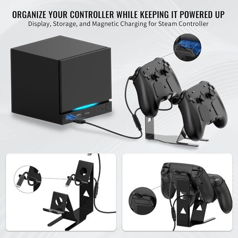 Universal Metal Desktop Stand for Steam Controller 2 with Charging Cable, Two Gamepads Holder for PS5, Xbox Series X, Xbox, 360, Ps5, Ps4, Switch with Non Slip Pads in Saudi Arabia