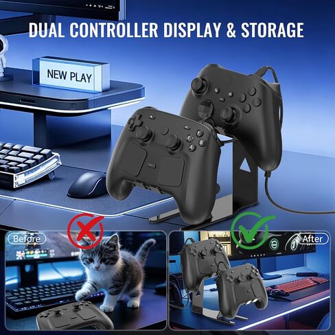 Universal Metal Desktop Stand for Steam Controller 2 with Charging Cable, Two Gamepads Holder for PS5, Xbox Series X, Xbox, 360, Ps5, Ps4, Switch with Non Slip Pads in Saudi Arabia