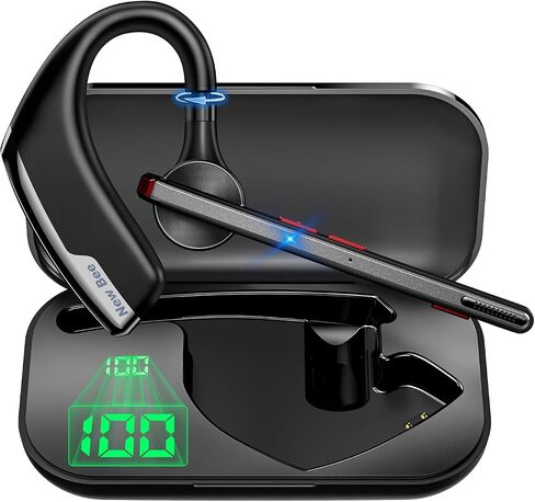New Bee Bluetooth Headset, Dual Mic Noise Cancelling Bluetooth Earpiece in Kuwait