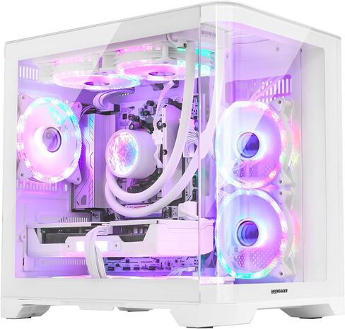 Gleaming Prebuilt Gaming PC Desktop - AMD Ryzen 5 9600X - GeForce RTX 5060 (8GB) - 32GB DDR5-2TB Storage (1TB PCIe NVMe + 1TB SATA) - Software Controlled ARGB Fans, Win 11 Tower Computer in Kuwait