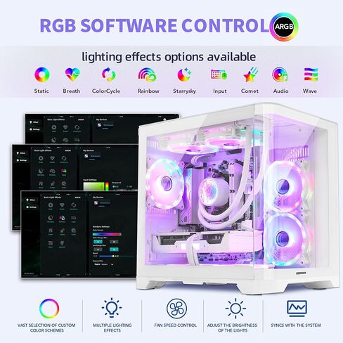 Gleaming Prebuilt Gaming PC Desktop - AMD Ryzen 5 9600X - GeForce RTX 5060 (8GB) - 32GB DDR5-2TB Storage (1TB PCIe NVMe + 1TB SATA) - Software Controlled ARGB Fans, Win 11 Tower Computer in Kuwait