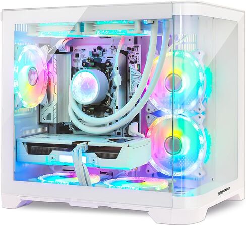 Gleaming Prebuilt Gaming PC Desktop - AMD Ryzen 5 9600X - GeForce RTX 5060 (8GB) - 32GB DDR5-2TB Storage (1TB PCIe NVMe + 1TB SATA) - Software Controlled ARGB Fans, Win 11 Tower Computer in Kuwait