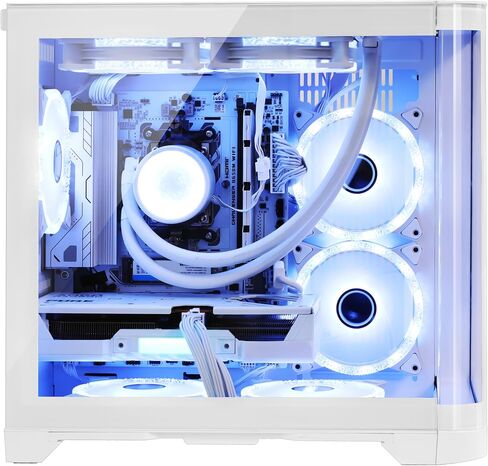 Gleaming Prebuilt Gaming PC Desktop - AMD Ryzen 5 9600X - GeForce RTX 5060 (8GB) - 32GB DDR5-2TB Storage (1TB PCIe NVMe + 1TB SATA) - Software Controlled ARGB Fans, Win 11 Tower Computer in Kuwait