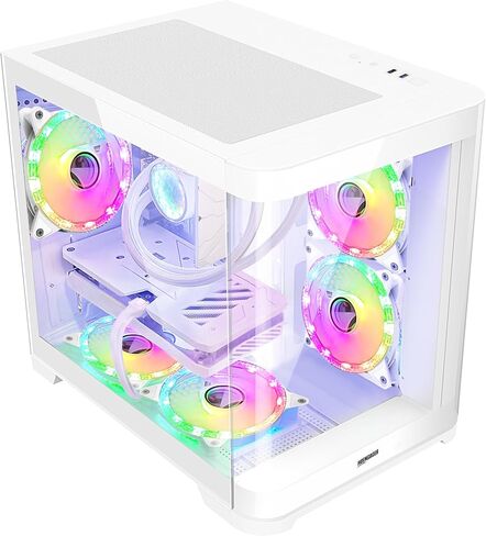 Gleaming Prebuilt Gaming PC Desktop - AMD Ryzen 5 9600X - GeForce RTX 5060 (8GB) - 32GB DDR5-2TB Storage (1TB PCIe NVMe + 1TB SATA) - Software Controlled ARGB Fans, Win 11 Tower Computer in Kuwait