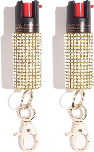 BLINGSTING Pepper Spray for Women - Maximum Strength OC Self Defense Spray - 12 ft Range - UV Marking Dye for Police ID - Swipe Safety Lock - Compact & Fashionable Keychain in Kuwait