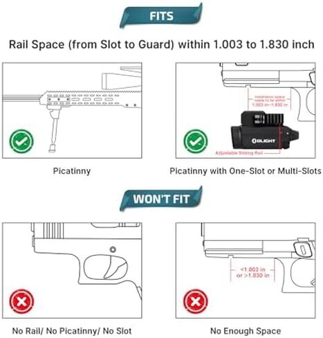 OLIGHT Baldr S 800 Lumens Compact Rail Mount Weaponlight with Green Beam and White LED Combo Bundle P365 Rail Mount in Kuwait