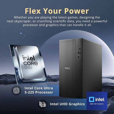 Hotface Customized Desktop, Created Using Dell ECT1250 Tower Desktop, Intel Core Ultra 5 225, 8GB/ 16GB/ 32GB DDR5, 512GB/ 1TB/ 2TB SSD, Wi-Fi 6, Bluetooth, Wired Keyboard & Mouse, Windows 11, Black in Kuwait