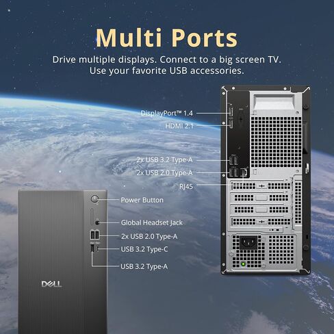 Hotface Customized Desktop, Created Using Dell ECT1250 Tower Desktop, Intel Core Ultra 5 225, 8GB/ 16GB/ 32GB DDR5, 512GB/ 1TB/ 2TB SSD, Wi-Fi 6, Bluetooth, Wired Keyboard & Mouse, Windows 11, Black in Kuwait