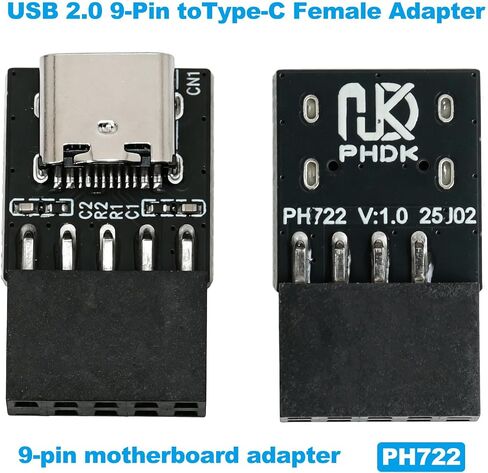 2PCS 9 Pin USB Motherboard Female Header to USB C Adapter Type C Male to 9Pin Motherboard Serial Female Extender Converter for PC Case Compact PCB Adapter in Kuwait