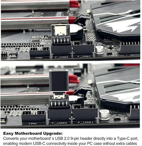 2PCS 9 Pin USB Motherboard Female Header to USB C Adapter Type C Male to 9Pin Motherboard Serial Female Extender Converter for PC Case Compact PCB Adapter in Kuwait