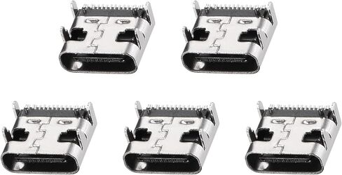 5Pcs USB PCB Socket Type-C 3.1 16Pin Female Jack Port Silver Black in Kuwait